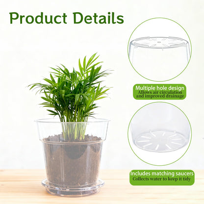 PEDOBALI 4 Pcs Clear Nursery Pot with Drainage Holes Root Health 11.65 Inches Plastic Nursery Pot for Large Plant Outdoor Indoor