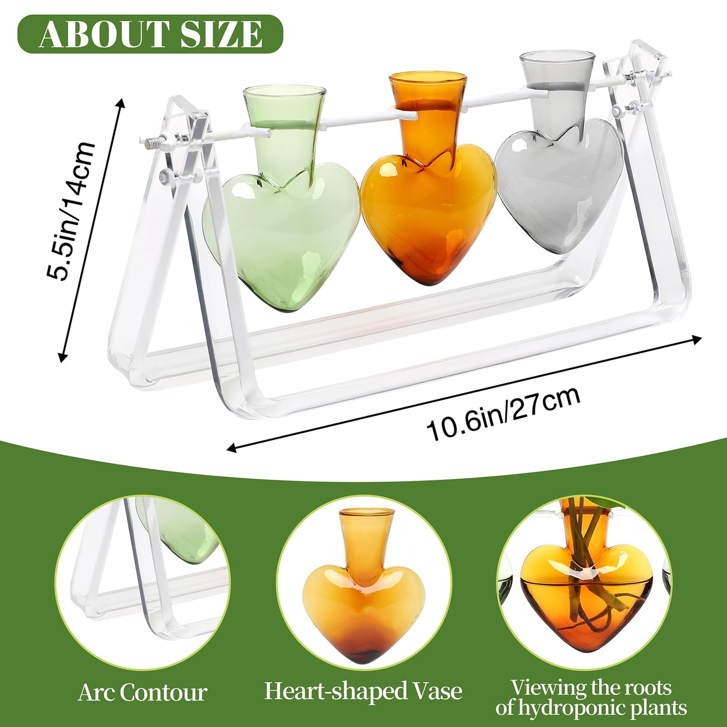 CYZglass Clear Plant Terrarium Propagation Stations with Acrylic Stand Birthday Gifts for Women Office Home Decor