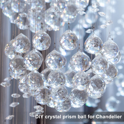 MECCANIXITY 20Pack Crystal Ball Prism, 20mm/0.8" Decorative Ball Sun Shine Catcher Suncatcher Beads for Chandelier Window Wedding Decoration Home Decor, Black