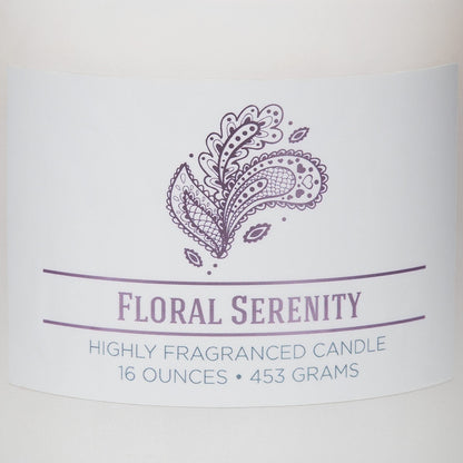 Carolina Floral Serenity Scented Candle, 16 oz Wellness Relaxing Aromatherapy Candle, 2 Wick White Jar Soy Blend Wax, Candles for Home, 60H Burn - Made in The USA