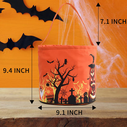 Cnorialy 2PCS Halloween Candy Bucket with LED Light Halloween Basket Trick or Treat Bags Reusable Tote Bag Pumpkin Candy Gift Baskets for Adults Party Supplies Favors