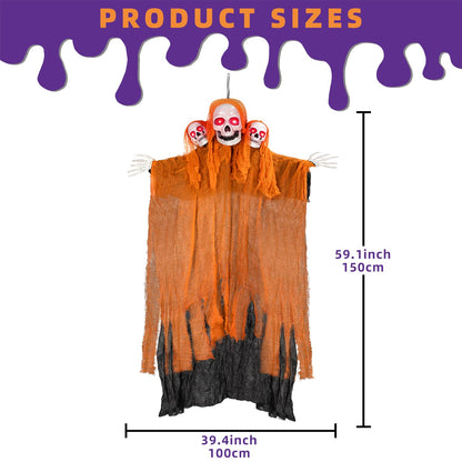 Kendane Halloween Decorations Outdoor and Indoor,Halloween Hanging Ghosts,Scary Grim Reaper Skeleton with Light-Up Eyes and Creepy Sound,Scary Party Decorations for Yard,Lawn,Haunted House Decor