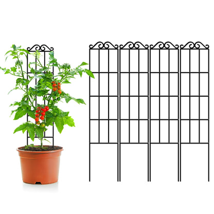 ARIFARO 37.5'' Metal Garden Trellis for Climbing Plants,(Pack of 4) Indoor/Outdoor Sturdy Plant Trellis for Potted Plants,House Plants, Climbing Vines, Black