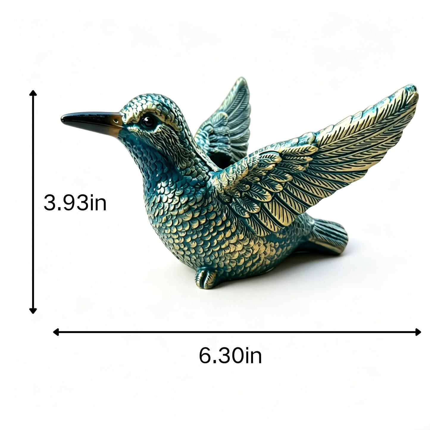 Bird-Shaped Succulent Flower Pot, Resin Decorative Flower Pot, Cute Animal Plant Pot for Indoor Outdoor Plants, Garden Desk Windowsill Decor, Unique Gift for Fowl Lovers (Hummingbird)