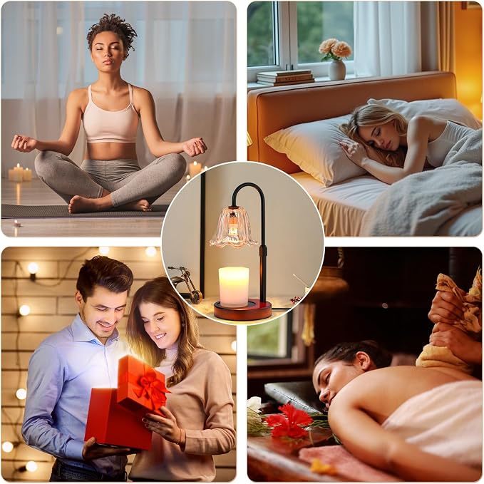 Candle Warmer Lamp Electric Timer: Dimmable Candles Warming Lamps - Height Adjustable Burner Jar - No Flame Scented Melts Wax - All Candle Jars Home Decor Table Light