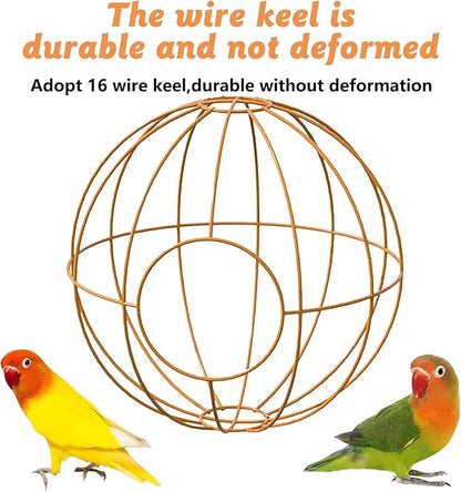 BNOSDM Rattan Bird Nest Parrot Nesting House Parakeet Hanging Swing Soft Lovebird Warm Bed Sleeping for Parrots Bird Cage Accessories for Cockatiels Budgerigars Finches Canaries (G-Hole Style)