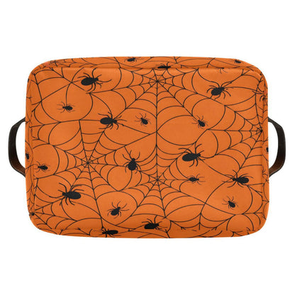ALAZA Halloween Spiderweb Orange Foldable Storage Box Storage Basket Organizer Bins with Handles for Shelf Closet Living Room Bedroom Home Office 1 Pack