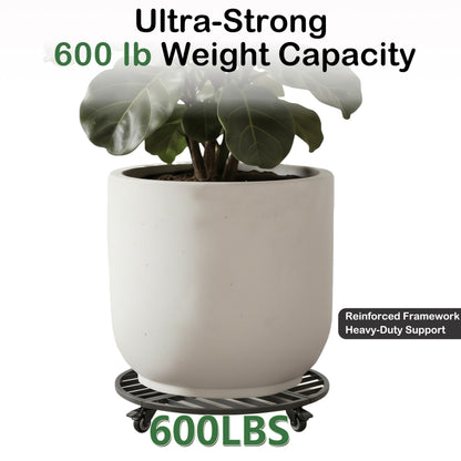 22" Round Metal Plant Caddy with Wheels Heavy Duty, 600lbs Capacity Rust-Proof Plant Stand with Lockable Caster Wheels, Rolling Plant Dolly for Large Planter Pots & Heavy Objects, Indoor Outdoor
