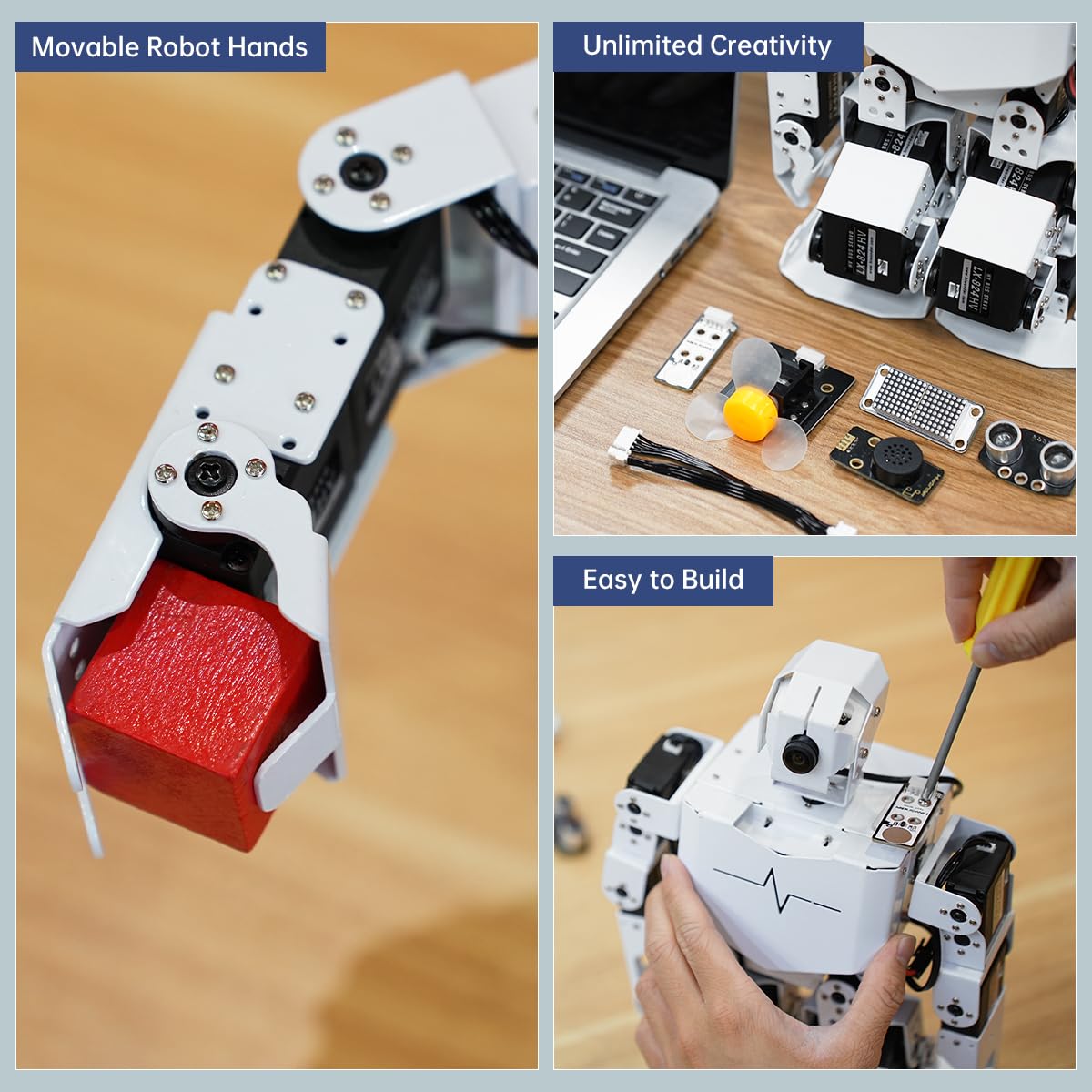 HIWONDER Humanoid Robot with ChatGPT Multimodal AI Models AI Embodied Intelligent Vision Scene Voice Understanding 20DOF Educational Robotic Kit Python Programming, TonyPi Pro & RaspberryPi 5 16GB