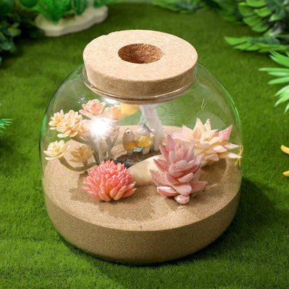 Happyyami Glass Terrarium Jar with Wood Cork Stopper Hydroponic Plants Container Small Fish Tank Micro Landscape Decorative Bottle for Home Office