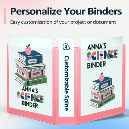 Sooez BinderX Extra Durable 3 Inch 3 Ring Binder, D-Ring Large Binders, Holds 670 Sheets of 8.5x11 Paper, Customizable View Cover with Inside Pockets, Heavy Duty 3 Ring Binder for School, Light Blue