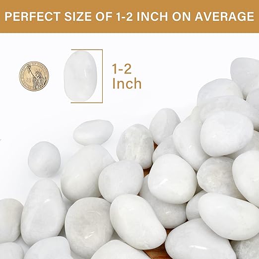 NUPICK 12lb White River Rocks for Plants Indoor, 1-2Inch Pebbles for Vases Fillers, Decorative Gravel for Fish Tank, Natural Polished Stones for Succulent, Bonsai, Landscaping, Bird Baths