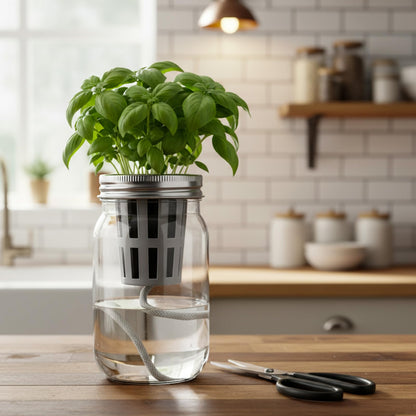 Teenyyou 12 Set Hydroponic Garden Mason Jar Kit Self Watering Herb Hydroponic Planter Starter Kit with Net Pot Garden Flower Plant Growing Gift for Indoor Herbs Windowsill Gardening