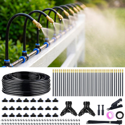 Thiswing 200FT 360° Adjustable Irrigation System for Garden – 1/4" Tubing with 36 Nozzles, Watering Misting System, Sprinkler for Garden, Raised Bed, Lawn, Plants