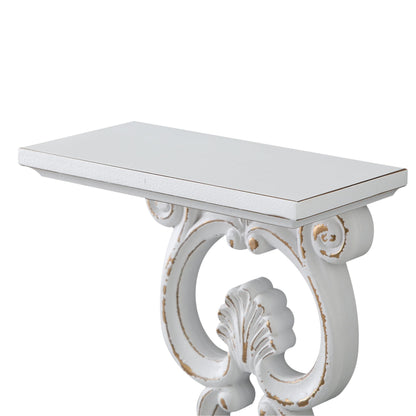 SOFE French White Floating Shelf Wood, Shabby Chic Shelves for Wall, Scroll Shape Hanging Shelf for Candle, Plant, Small Item, Living Room, Bedroom, Dining Room, Hallway Decor