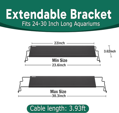 24/7 LED Aquarium Light for 24-30 Inch Plant & Fish Tank, 12-Color & Gradient & Full Spectrum with Auto On/Off, Brightness, Sunrise-Daylight-Moonlight, Extendable Brackets for Freshwater IP68