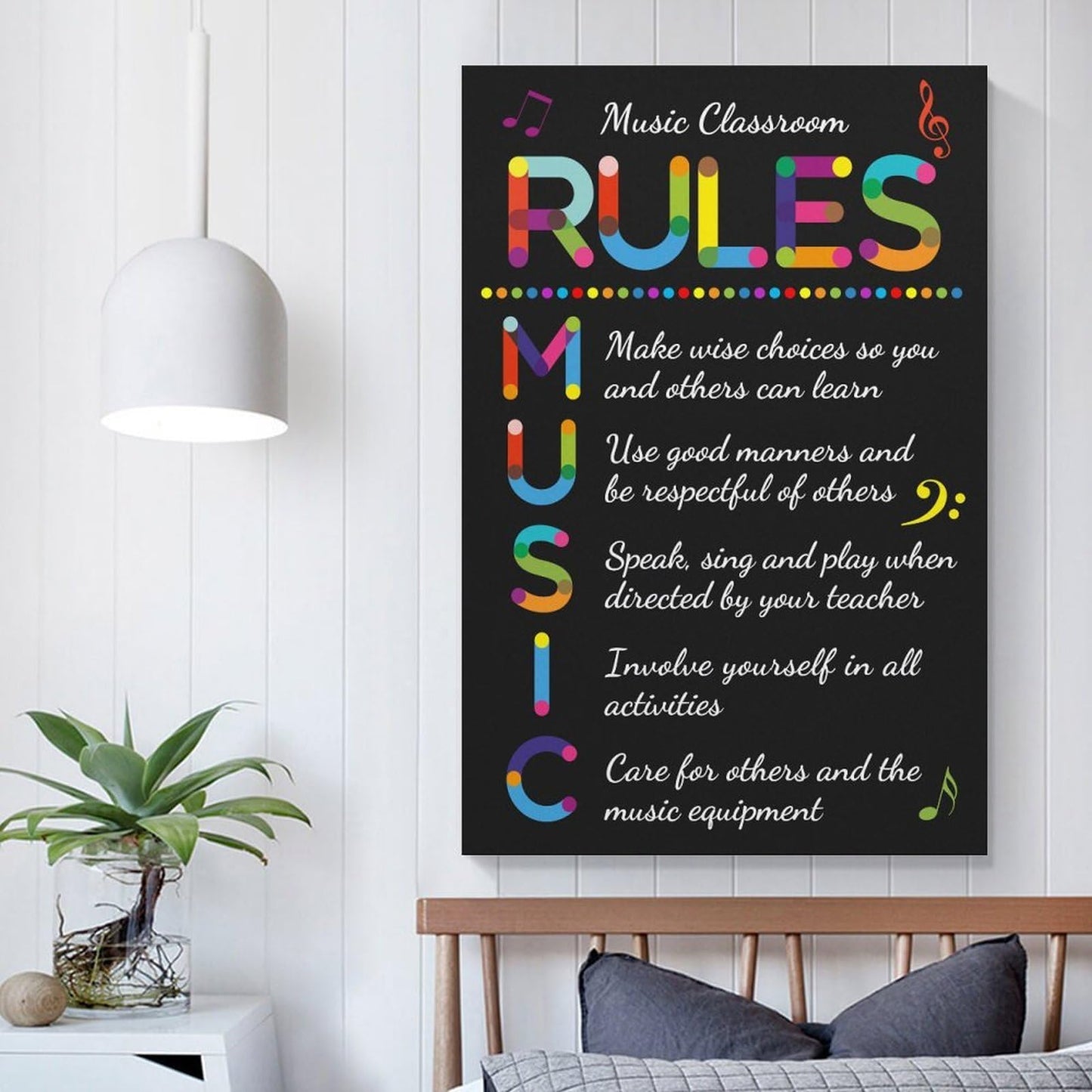 LINWDSB Music Classroom Rules Posters Musical Education Decor Primary School Middle And High Decorations Or Homeschool Unframe style-3 16x24inch(40x60cm)