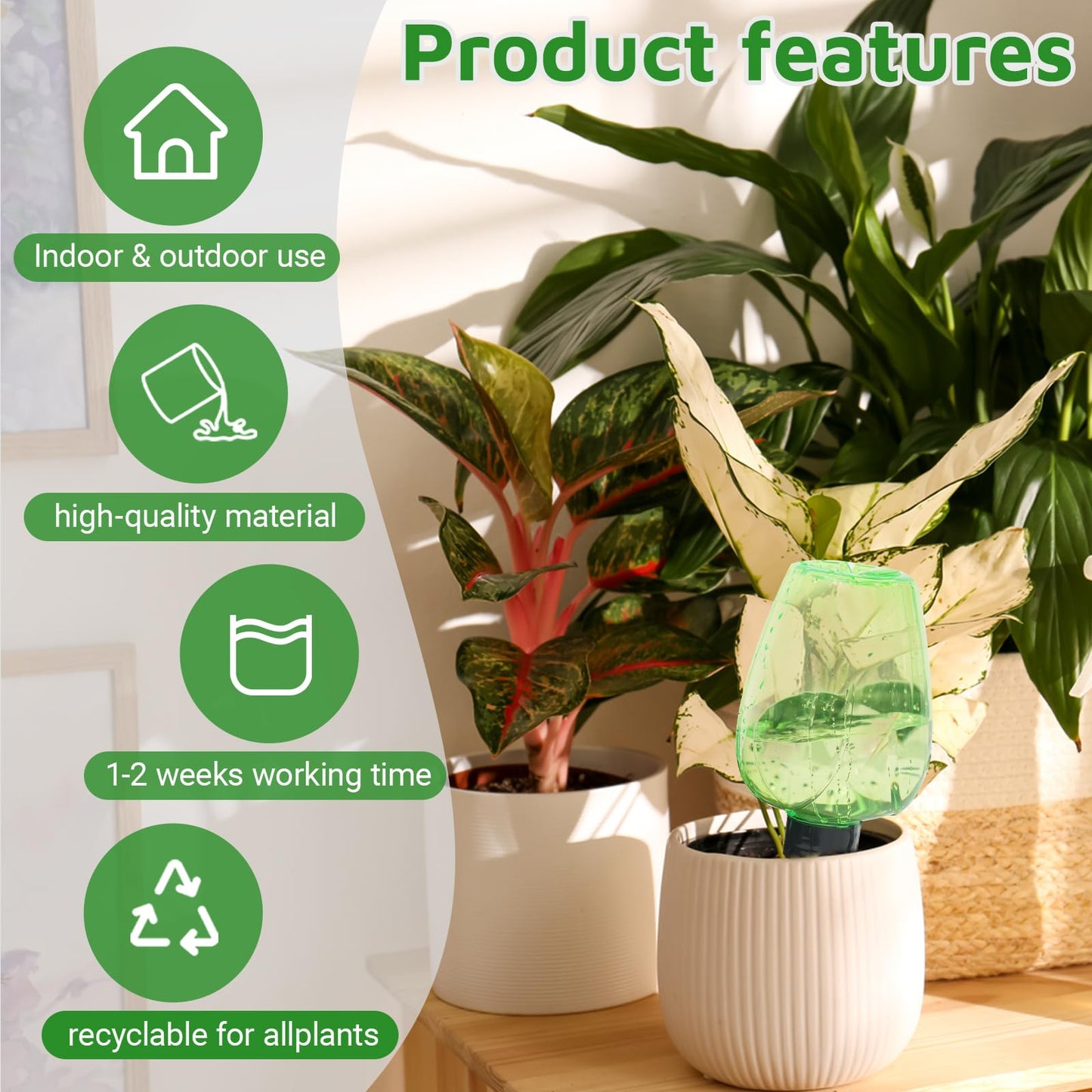 3cps Self Plant Watering Globes for Indoor and Outdoor Plants Plastic Automatic Plant Watering Bulbs Insert 12.3 oz with Slow Release Control Water Dripper for Plants