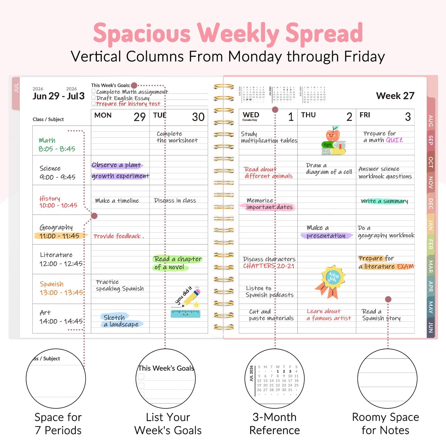 Teacher Planner 2026-2027, Forvencer Academic Planner 2026-2027, Jul 2026 - Jun 2027, 8.5"x11", Weekly & Monthly Planning Book with 7 Periods, School Agenda for Teacher Student Homeschool, A4, Beige