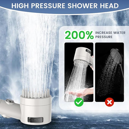 Filtered Shower Head with Handheld, High Pressure 5-Spray Shower Head with Filters for Hard Water, ON/OFF Switch Showerhead for Pets Bath, Shower Heads with Stainless Steel Hose Remove Chlorine