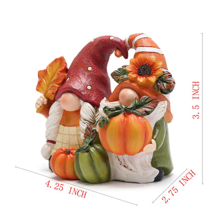 Hodao Fall Thanksgiving Pumpkin Gnome Decorations Handmade Swedish Tomte Gnome Elf for Fall Decor Gift - Thanksgiving Party Home Couple Gnomes Decor - Autumn Gift