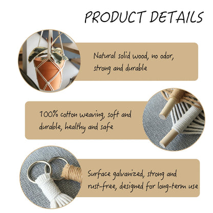 XINBOR 4 Pack Macrame Plant Hangers Indoor Up to 10 inch Pot, Boho Hanging Planters, Plant Holder with 8Pcs Stainless Steel Hooks (4Pcs Gray Hanger)
