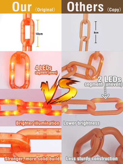 Flacchi Solar Halloween Decorations Outdoor String Lights - 10 Ft 160 LED Plastic Chain String Lights with Waterproof, 8 Lighting Modes Function US Patent Product (Orange)