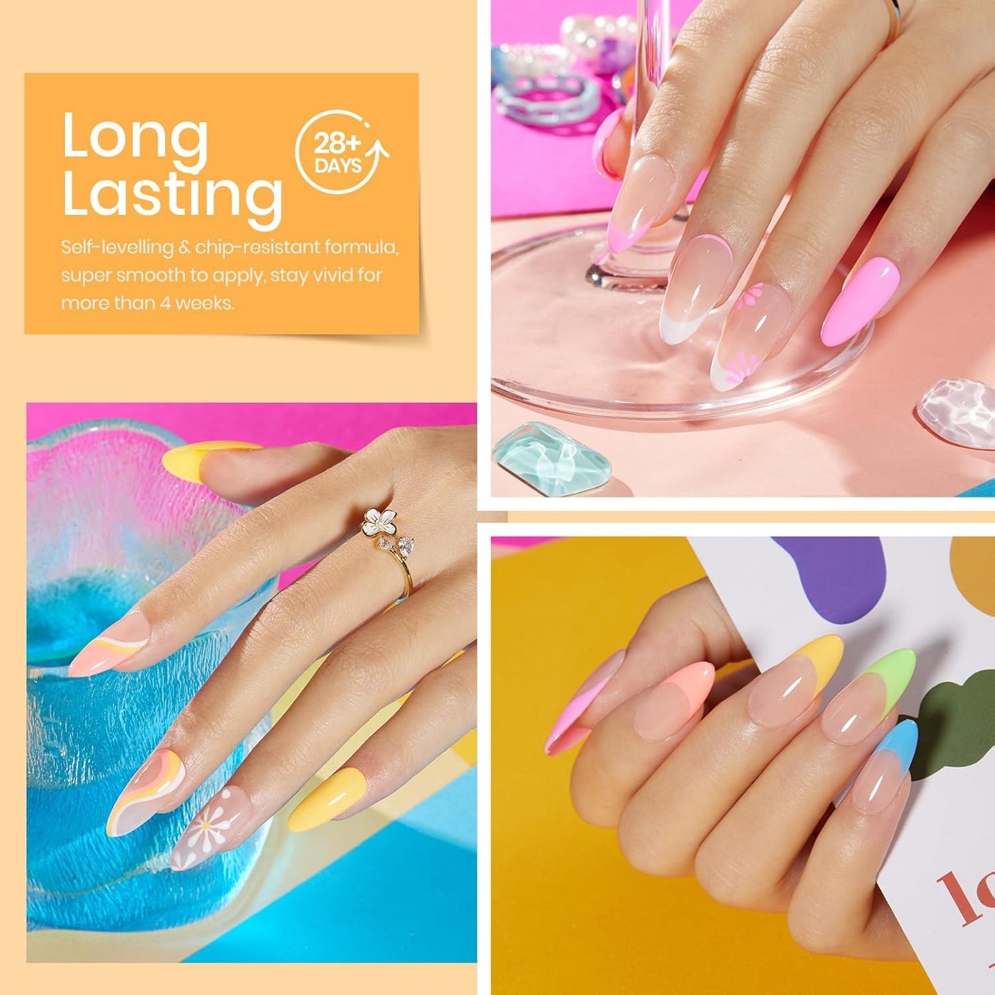 Beetles Cat Eye Gel Nail Polish Set, 6 Summer Colors Pastel Shimmer Glitter Gel Polish Kit Soak Off LED UV Curing Requires Pink Red Blue Orange Green Purple Velvet Gel with Magnet Gift for Women