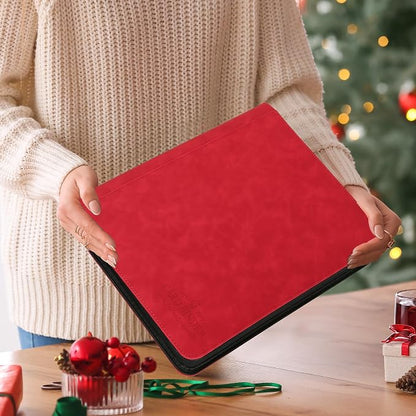 Toploader Binder,Toploader Hard Cases, 9-Pocket Pages Sleeves Hold up 288 Cards.Toploader Card Binder with Sleeves for “3×4” rigid，Card Holder(RED)