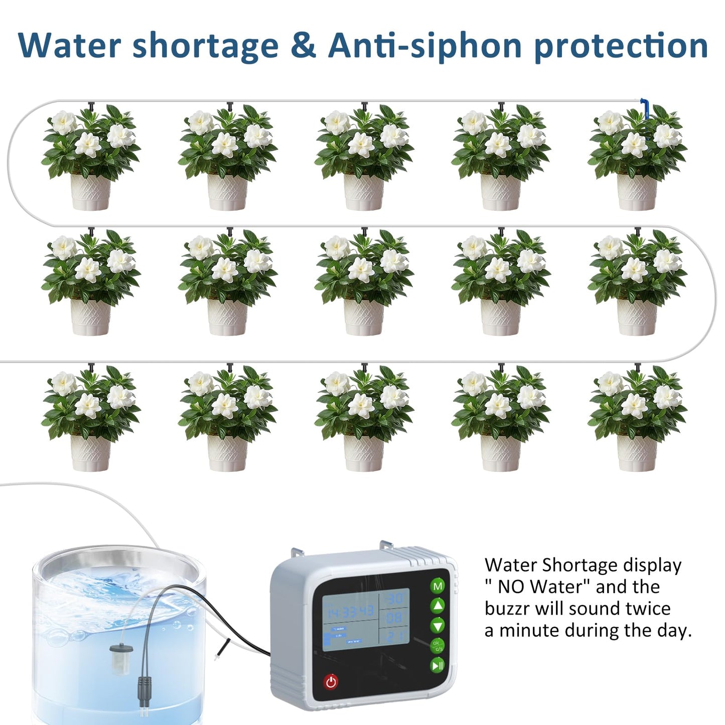 SoulBay Automatic Plant Waterer Indoor, USB Rechargeable Drip Irrigation Kit for up to 15 Potted Plants, Programmable Self Watering System with Digital Timer for Vacation & Houseplant Care