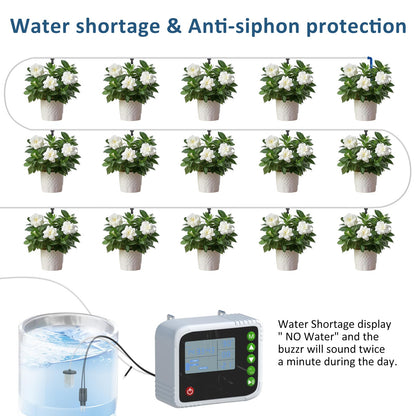 SoulBay Automatic Plant Waterer Indoor, USB Rechargeable Drip Irrigation Kit for up to 15 Potted Plants, Programmable Self Watering System with Digital Timer for Vacation & Houseplant Care