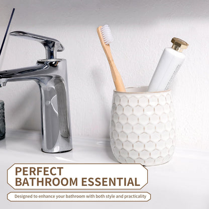 Toothbrush Holder, Tooth Brush Holder for Bathroom - Ceramic Toothbrush Cup White Toothbrush Holders Countertop, Makeup Brush Holder Pen Holder, 3.62" x 3.62" x 3.93", ANTIS'S HOME