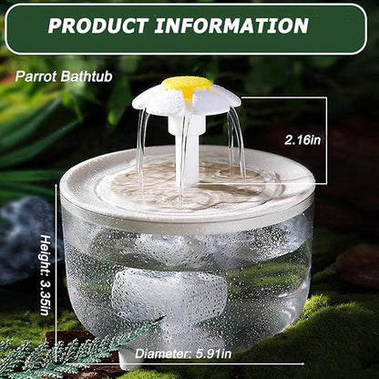 Petlex Bird Bath Indoor Automatic Parrot Shower Bathtub with Pump Recirculating Filtration Safe for Birds to Bathe or Drink, Perfect for Parakeets Budgie Cockatiels Lovebirds Finches Canaries