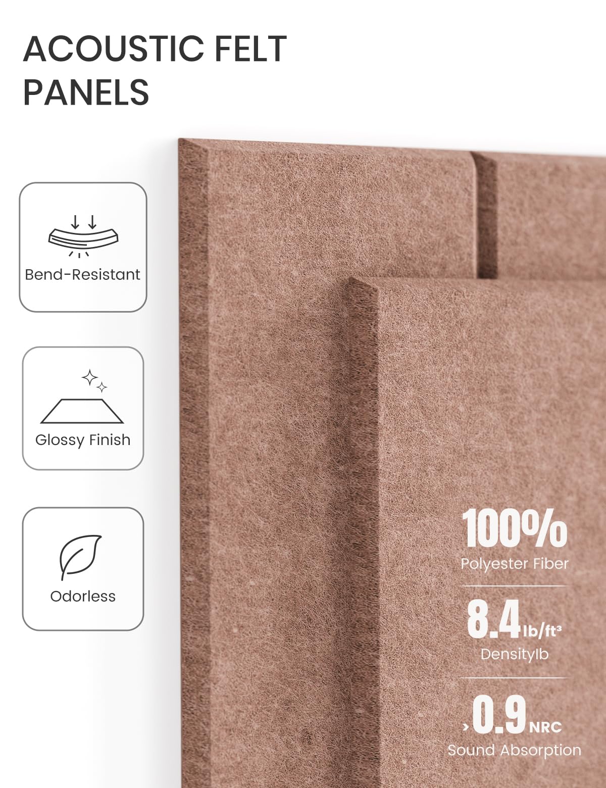 Felt Bulletin Board Tiles -28"x18" with 40 Adhesive Tabs, Cork Board Alternative for Office Decor, Push Pin Board Wall Organizer 6-Pack(Terracotta)