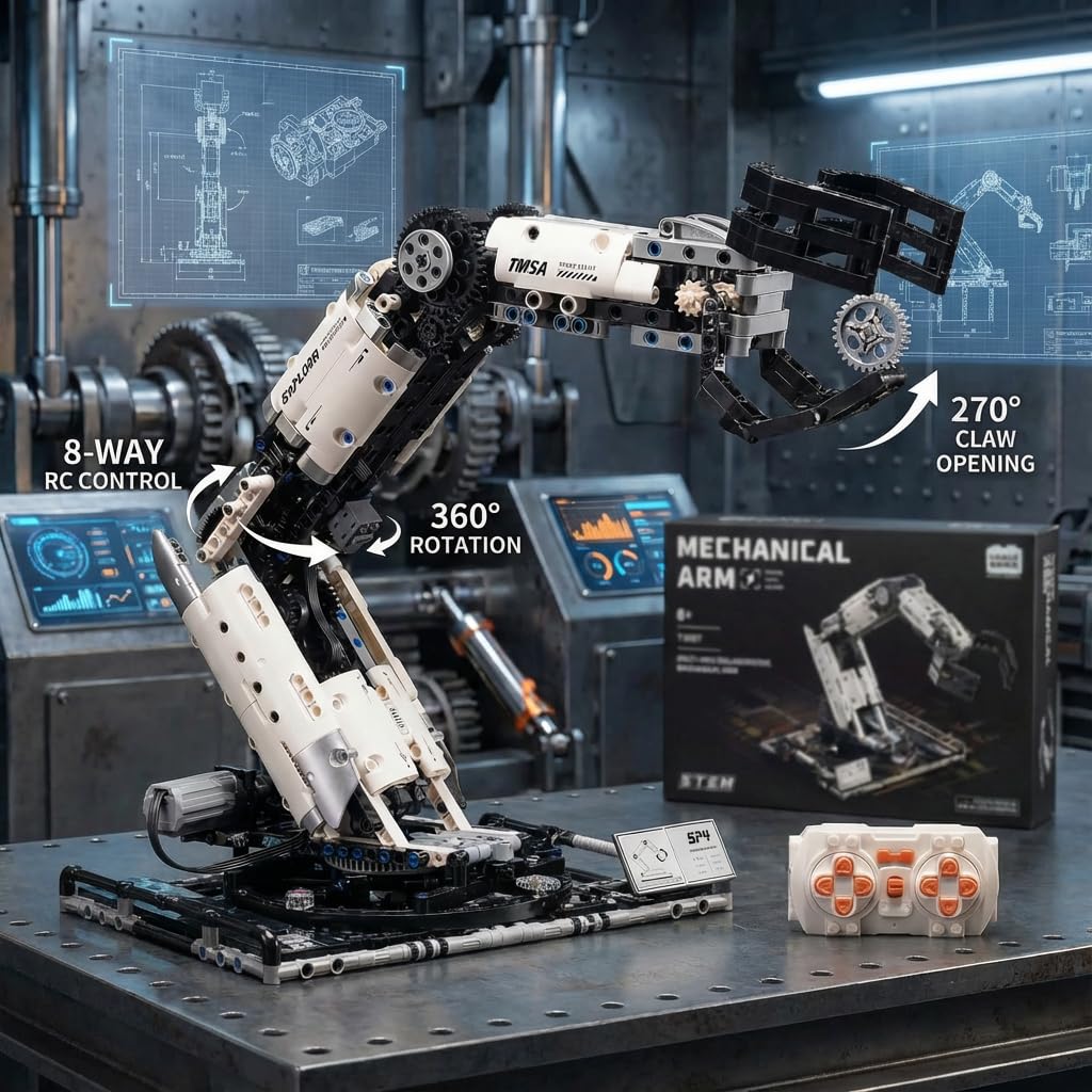 1029 PCS STEM Robotic Arm Kit for Kids Ages 8-16, Programmable DIY Robot Arm Building Toy with APP & Remote Control, Engineering Coding Robotics Kit, Educational Science Gift for Boys Girls