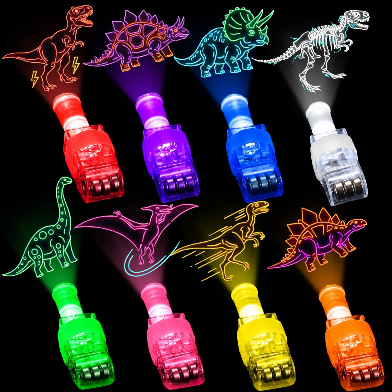 40PCS Dinosaur Party Favors for Kids, LED Light Up Finger Lights Glow in The Dark Toys - Dino Theme Birthday Party Supplies, Goodie Bag Fillers, Classroom Prizes, Pinata Stuffers for Boys Girls