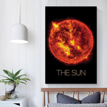 XIAOLOUTINYU Solar System Canvas Wall Art - The Sun star Space Poster for Kids Room Bedroom Classroom, STEM Educational Astronomy Decor, Science Gift for Boys Girls Teens, 16x24 Inch Unframed