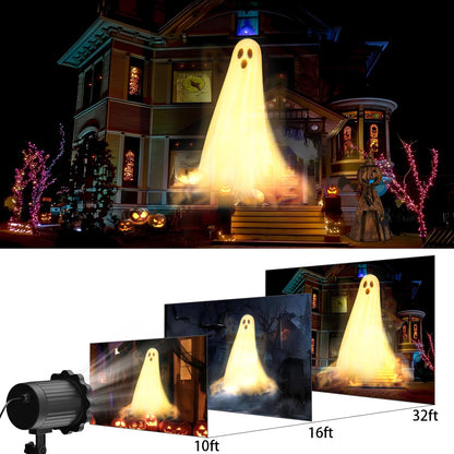Halloween Projector Lights Outdoor,3D Dynamic Ghost Decorations Light,2026 Upgraded Clearer Ghost HD Patterns,Night Light for Home Window Wall Halloween Decor
