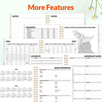 SUNEE Academic Planner 2026-2027 – Weekly & Monthly Planner, July 2026 to June 2027, 6.4"x8.3", Thick Paper, Tabs, Pockets, Bookmark, Spiral-Bound, Student Teacher Organizer, Greenery