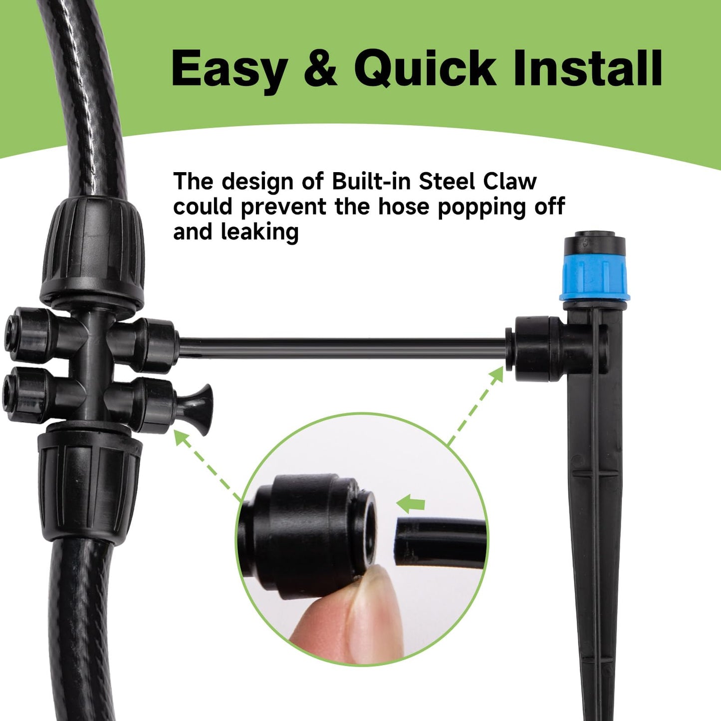 Maotong 32 Pack New Easy-Connect Drip Emitters Sprays for 1/4" Drip Irrigation Tubing (16 Pcs Quick-Connect Emitters Vortex+16 Pcs Quick-Connect Emitters Stream)