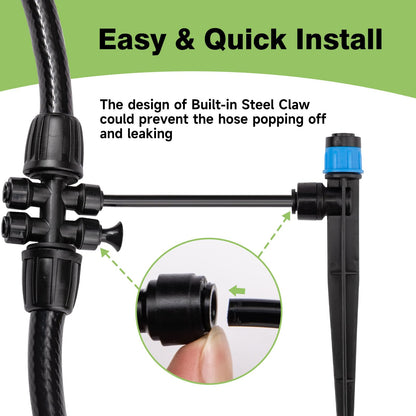 Maotong 32 Pack New Easy-Connect Drip Emitters Sprays for 1/4" Drip Irrigation Tubing (16 Pcs Quick-Connect Emitters Vortex+16 Pcs Quick-Connect Emitters Stream)