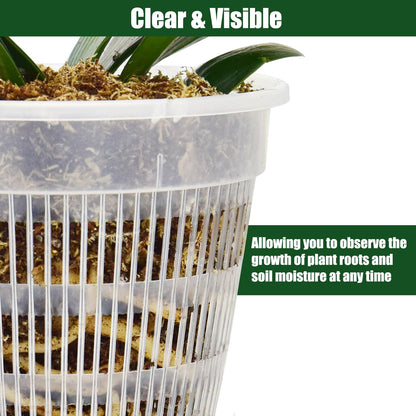 Tialero 12Pcs Orchid Pot, 3 Each of 4.5, 5.5, 6.3 and 7.5 Inch Orchid Pots with Holes and Saucers, Clear Orchid Pots for Repotting, Plastic Plant Pot(3 Each of 4.5,5.5, 6.3,7.5in with Saucers)