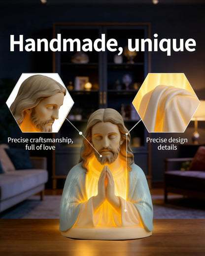Chwsssgy Jesus Prayer Night Light, 6" Sacred Jesus Statue Lamp for Spiritual Comfort, Warm LED Devotional Table Lamp for Prayer & Meditation, Religious Home Decor, Faithful Gift for Peace & Serenity