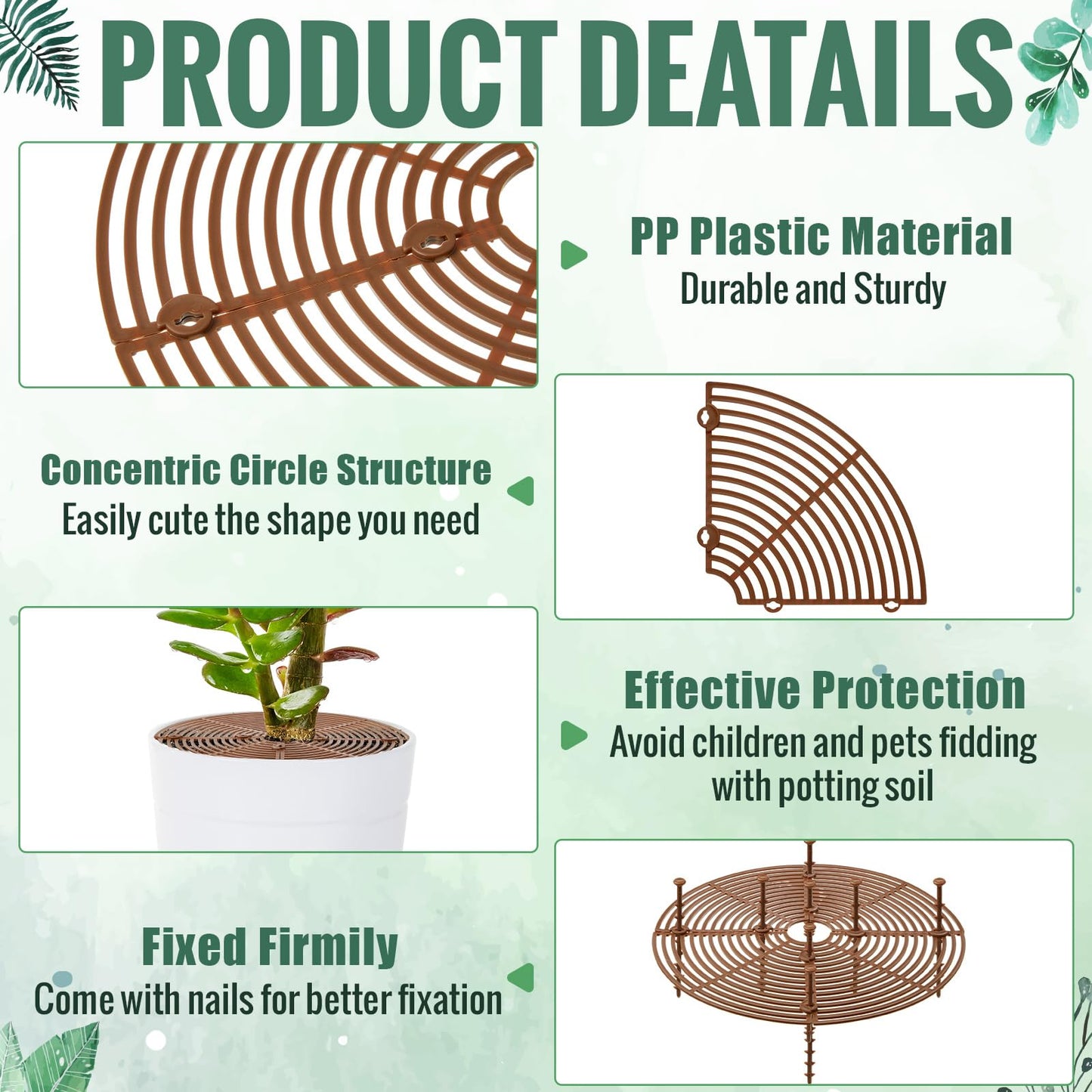 Hushee 12 Pieces 11.8 Inch Spring Plant Pot Grid with Center Cutout Plastic Cuttable Grid Flower Pot Cover with 8 Pcs Stakes Plant Protector Planter Cover Soil for Indoor Outdoor Plants