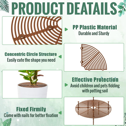 Hushee 12 Pieces 11.8 Inch Spring Plant Pot Grid with Center Cutout Plastic Cuttable Grid Flower Pot Cover with 8 Pcs Stakes Plant Protector Planter Cover Soil for Indoor Outdoor Plants