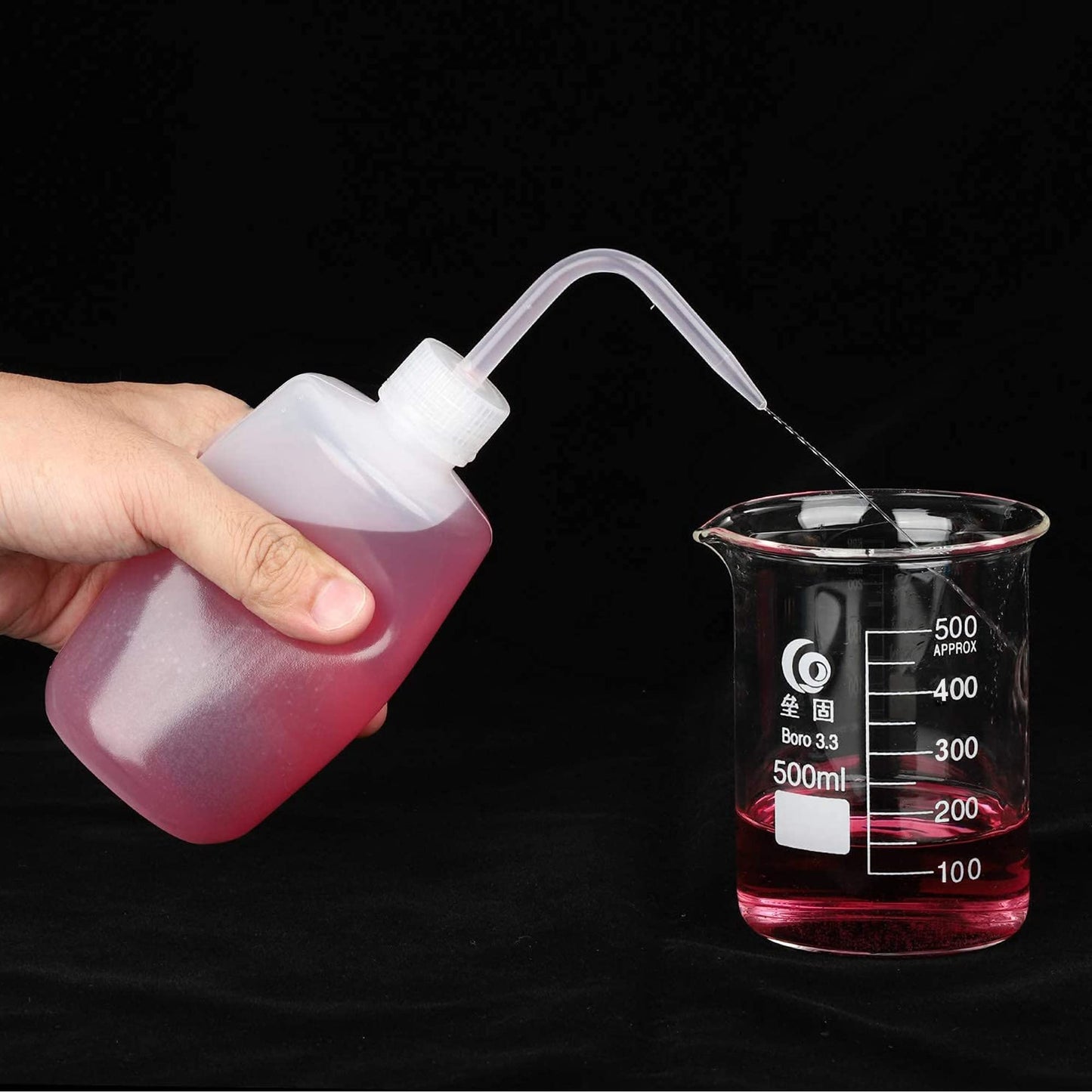 Hyber&Cara Safety Tattoo Wash Bottle 2Pcs 500ml Plastic Squeeze Bottle with 1Pc Silicone Funnel for Lab Plant Watering