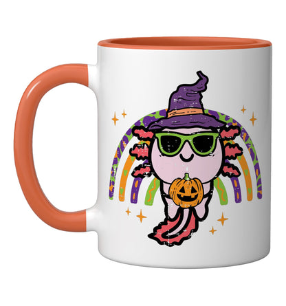 Halloween Axolotl Rainbow Costume Boys Girls Kids Toddler Ceramic Mug, Orange/White