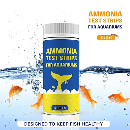 Ammonia Fish Tank Test Strips(50 Count)-Monitor Aquariums and aquaculture Ponds Water Quality for Saltwater & Freshwater