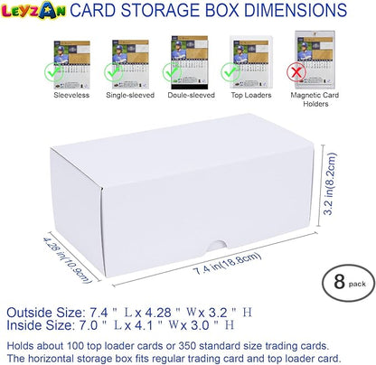 Trading Card Storage Box for toploader, 8-Pack•100 Count Cardboard Top Loaders Storage Box with Dividers & Labels for TCG/Magic/Mtg Organizer and Collection, 7 INCH