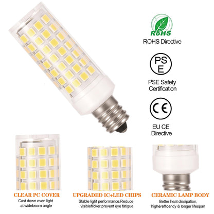 E12 LED Bulb Himalayan Salt Lamp 5W, Equivalent 50W Halogen, 500lm AC120V S6 C7 E12 Candelabra Base for Night Light Chandeliers Christmas Light Candle Lamp Dryer Bulbs, 2 Pack (3000K Warm White)